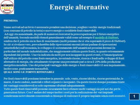 Energie alternative PREMESSA
