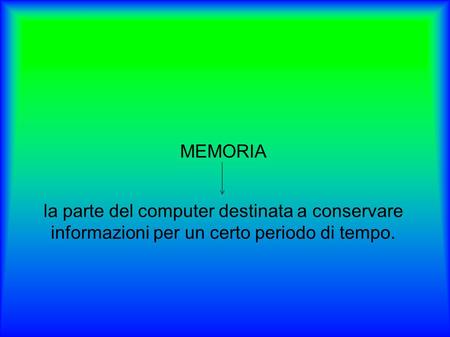 Cos'è una memoria? MEMORIA