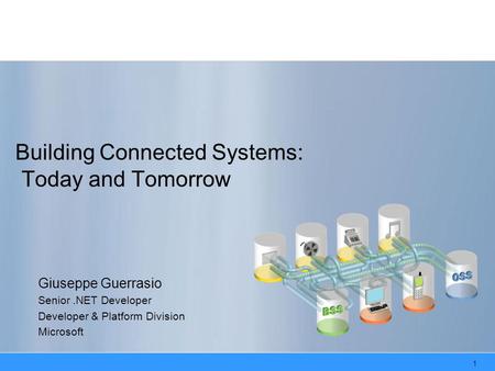 1 Building Connected Systems: Today and Tomorrow Giuseppe Guerrasio Senior.NET Developer Developer & Platform Division Microsoft.