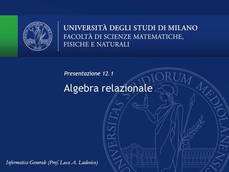 Algebra relazionale Presentazione 12.1
