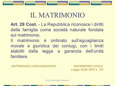 MATRIMONIO CONCORDATARIO MATRIMONIO CIVILE