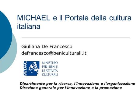 MICHAEL e il Portale della cultura italiana