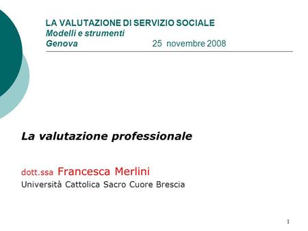 La valutazione professionale