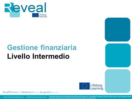 Gestione finanziaria Livello Intermedio This project has been funded with support from the European Commission. This publication reflects the views only.