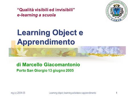 Learning Object e Apprendimento