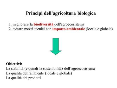 Principi dell'agricoltura biologica