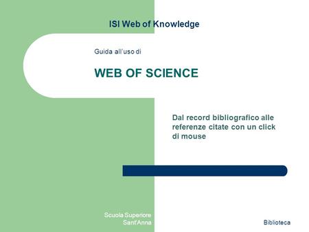 WEB OF SCIENCE ISI Web of Knowledge