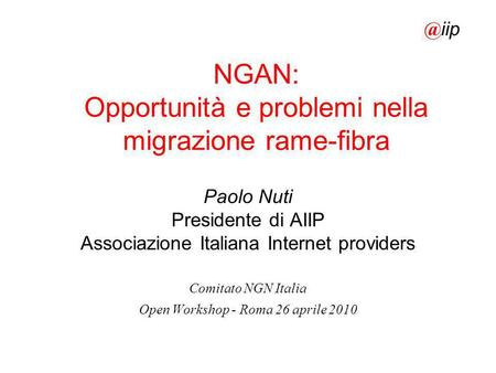 NGAN: Opportunità e problemi nella migrazione rame-fibra
