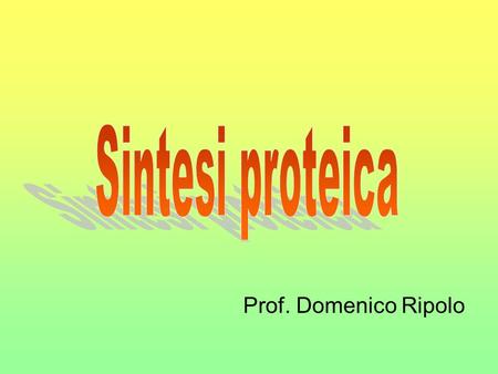 Sintesi proteica Prof. Domenico Ripolo.