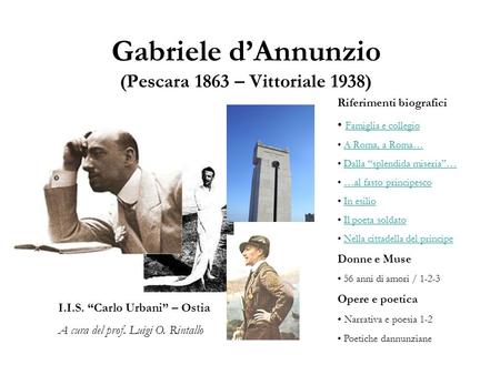 Gabriele d’Annunzio (Pescara 1863 – Vittoriale 1938)