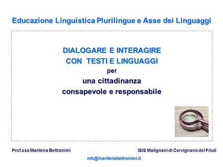 Educazione Linguistica Plurilingue e Asse dei Linguaggi