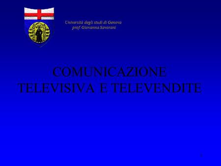 COMUNICAZIONE TELEVISIVA E TELEVENDITE