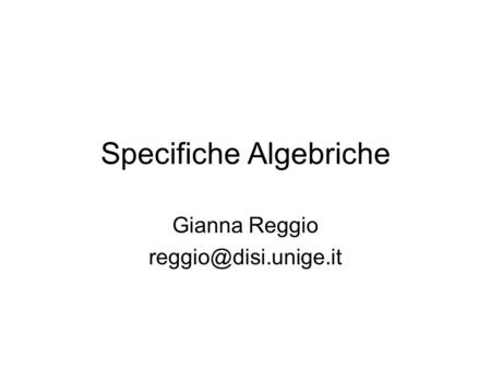 Specifiche Algebriche