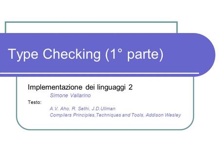 Type Checking (1° parte)