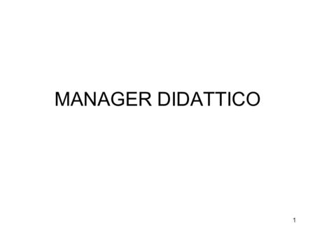 MANAGER DIDATTICO.