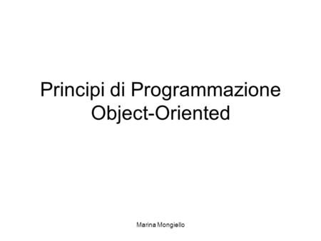 Principi di Programmazione Object-Oriented