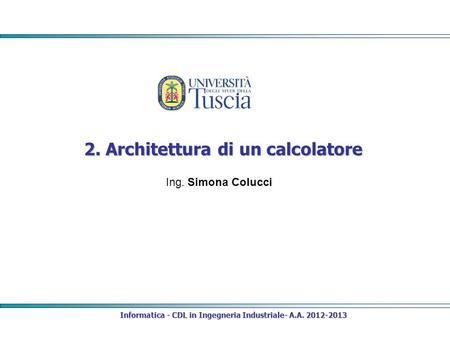 2. Architettura di un calcolatore