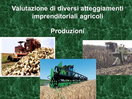 Valutazione di diversi atteggiamenti imprenditoriali agricoli Produzioni.