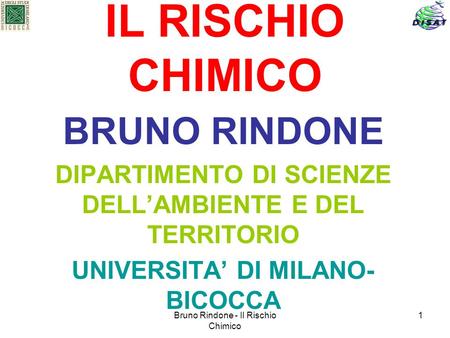 IL RISCHIO CHIMICO BRUNO RINDONE