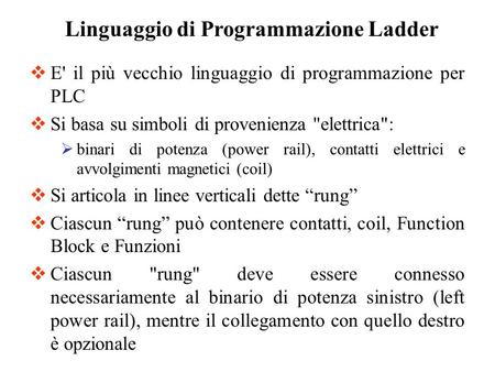 Linguaggio di Programmazione Ladder