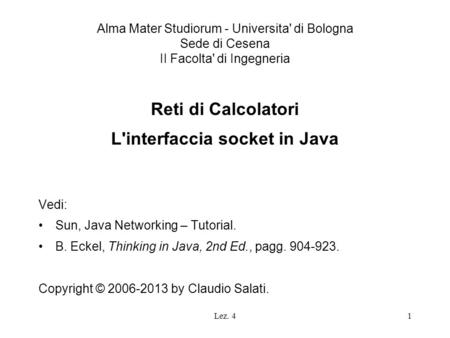L'interfaccia socket in Java