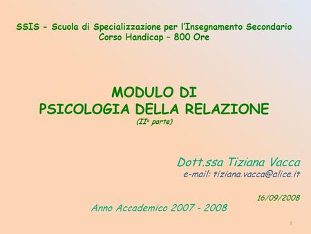 Dott.ssa Tiziana Vacca Anno Accademico