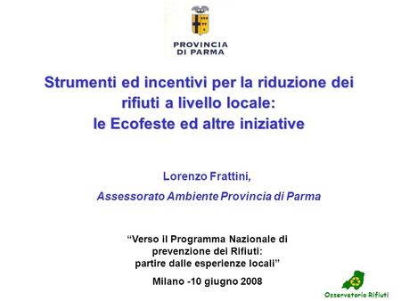 Assessorato Ambiente Provincia di Parma