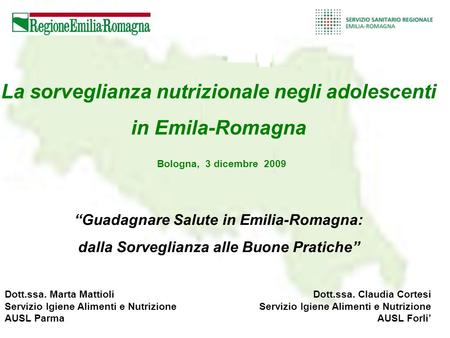 La sorveglianza nutrizionale negli adolescenti in Emila-Romagna