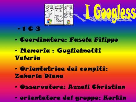 - 1 C 3 - Coordinatore: Fasola Filippo - Memoria : Guglielmetti Valeria - Orientatrice dei compiti: Zaharia Diana - Osservatore: Azzali Christian - orientatore.
