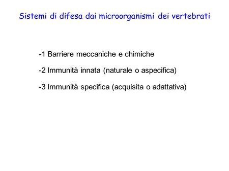 Sistemi di difesa dai microorganismi dei vertebrati