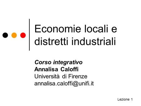 Economie locali e distretti industriali