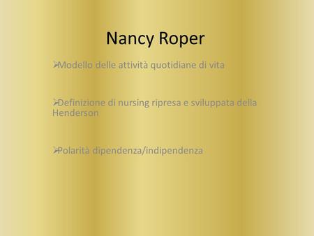 Nancy Roper Modello delle attività quotidiane di vita