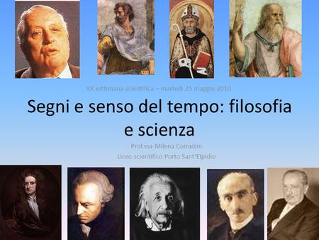 Segni e senso del tempo: filosofia e scienza