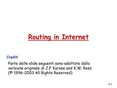 Routing in Internet Crediti