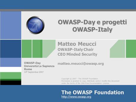 OWASP-Day e progetti OWASP-Italy
