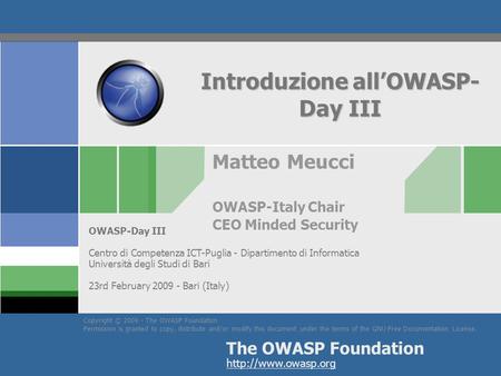 Introduzione all’OWASP-Day III