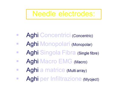 Needle electrodes: Aghi Concentrici (Concentric)