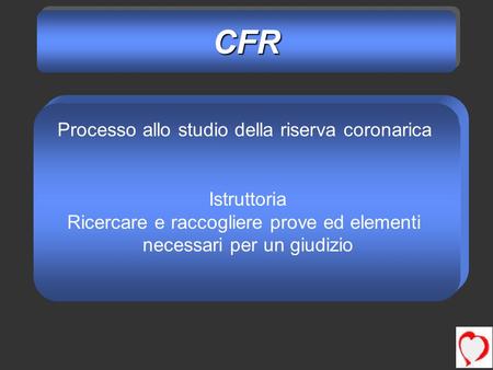 CFR Processo allo studio della riserva coronarica Istruttoria