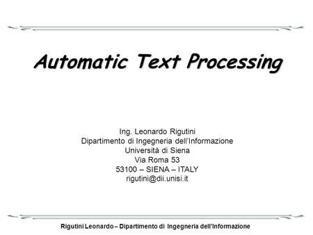 Automatic Text Processing