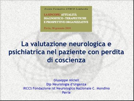 Giuseppe Micieli Dip Neurologia d’Urgenza