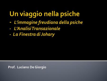Prof. Luciano De Giorgio