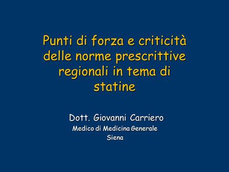 Dott. Giovanni Carriero Medico di Medicina Generale Siena