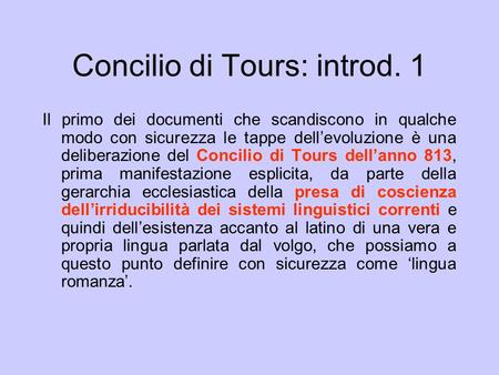 Concilio di Tours: introd. 1