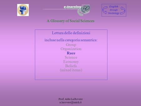 A Glossary of Social Sciences