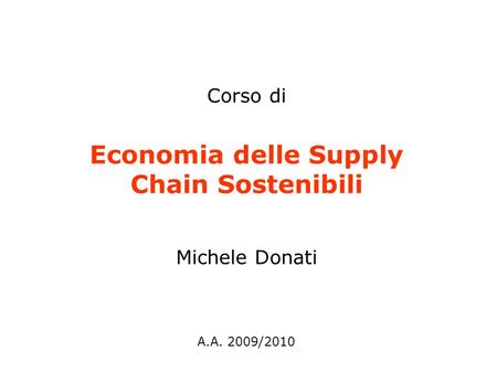 Economia delle Supply Chain Sostenibili