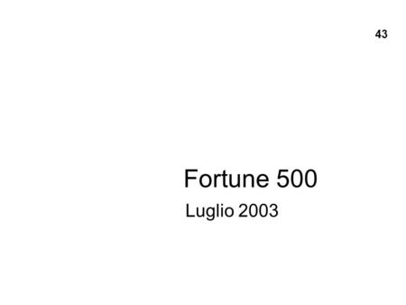 Fortune 500 Luglio 2003 43. 44 45 FDI 46 Indicators on world FDI, 1982-2002 (Billion dollars and percentages) 47.