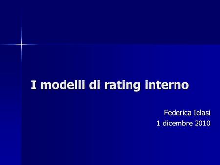 I modelli di rating interno