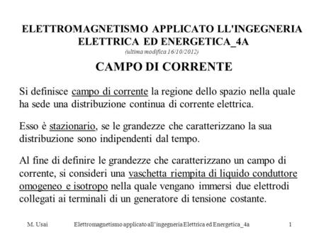 Elettromagnetismo applicato all’ingegneria Elettrica ed Energetica_4a