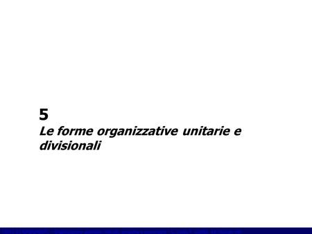 5 Le forme organizzative unitarie e divisionali