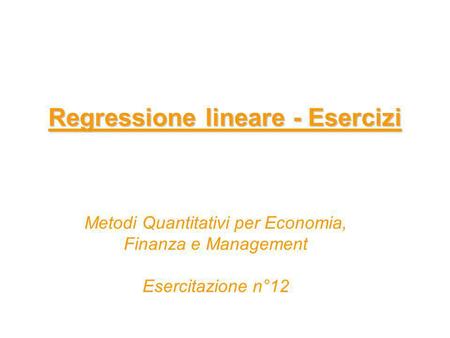 Regressione lineare - Esercizi